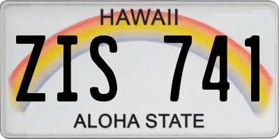 HI license plate ZIS741