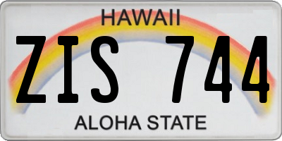 HI license plate ZIS744