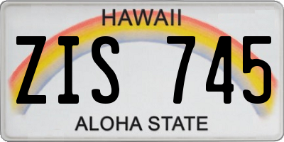 HI license plate ZIS745