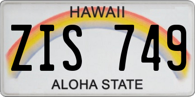 HI license plate ZIS749