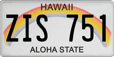 HI license plate ZIS751