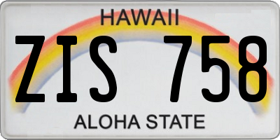 HI license plate ZIS758