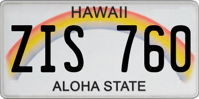 HI license plate ZIS760