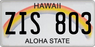 HI license plate ZIS803
