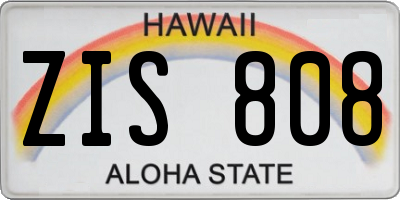 HI license plate ZIS808