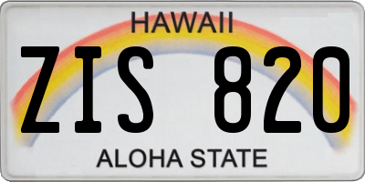 HI license plate ZIS820