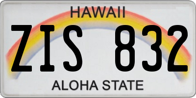 HI license plate ZIS832