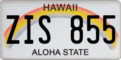 HI license plate ZIS855