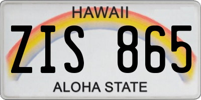 HI license plate ZIS865