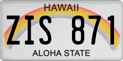 HI license plate ZIS871