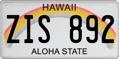 HI license plate ZIS892