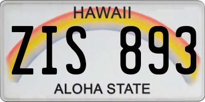 HI license plate ZIS893