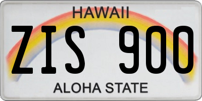 HI license plate ZIS900
