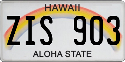 HI license plate ZIS903
