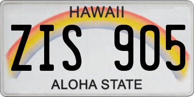 HI license plate ZIS905