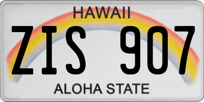 HI license plate ZIS907