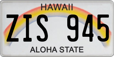 HI license plate ZIS945