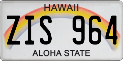 HI license plate ZIS964