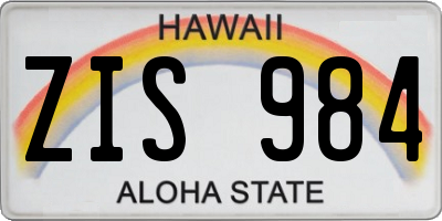 HI license plate ZIS984