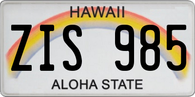 HI license plate ZIS985
