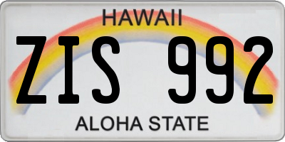 HI license plate ZIS992