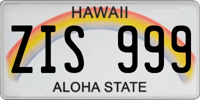 HI license plate ZIS999