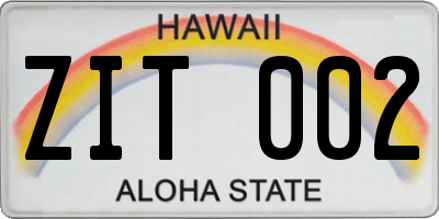 HI license plate ZIT002