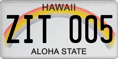 HI license plate ZIT005