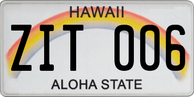 HI license plate ZIT006