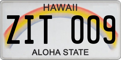 HI license plate ZIT009