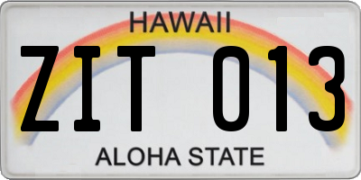 HI license plate ZIT013