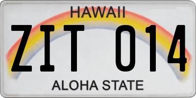 HI license plate ZIT014