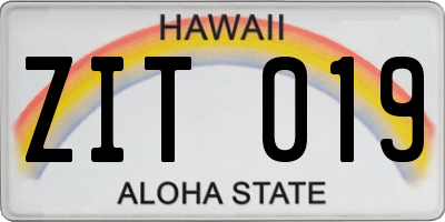 HI license plate ZIT019