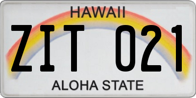 HI license plate ZIT021