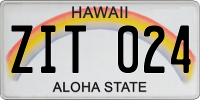 HI license plate ZIT024