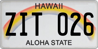 HI license plate ZIT026