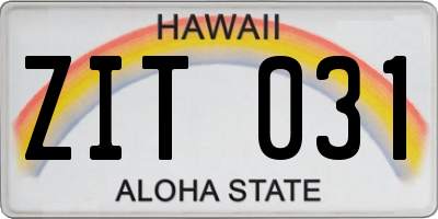 HI license plate ZIT031