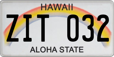 HI license plate ZIT032
