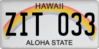 HI license plate ZIT033