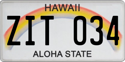 HI license plate ZIT034