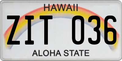 HI license plate ZIT036
