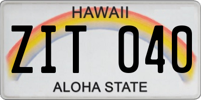 HI license plate ZIT040