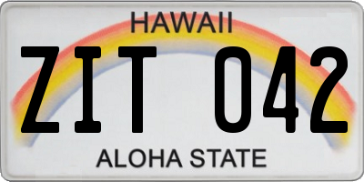 HI license plate ZIT042