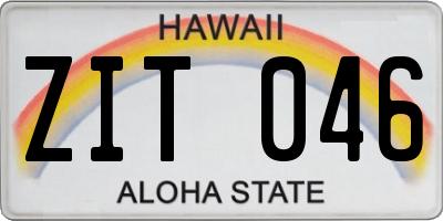 HI license plate ZIT046