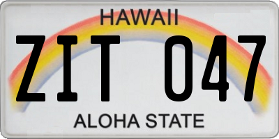 HI license plate ZIT047