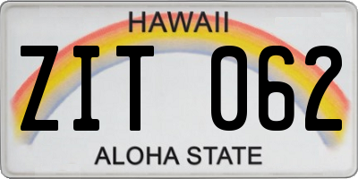 HI license plate ZIT062