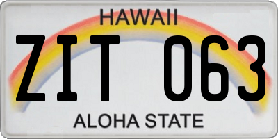 HI license plate ZIT063