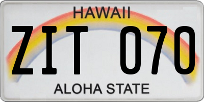 HI license plate ZIT070