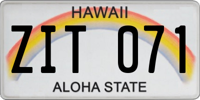 HI license plate ZIT071
