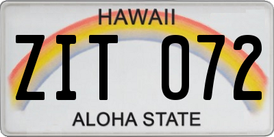HI license plate ZIT072